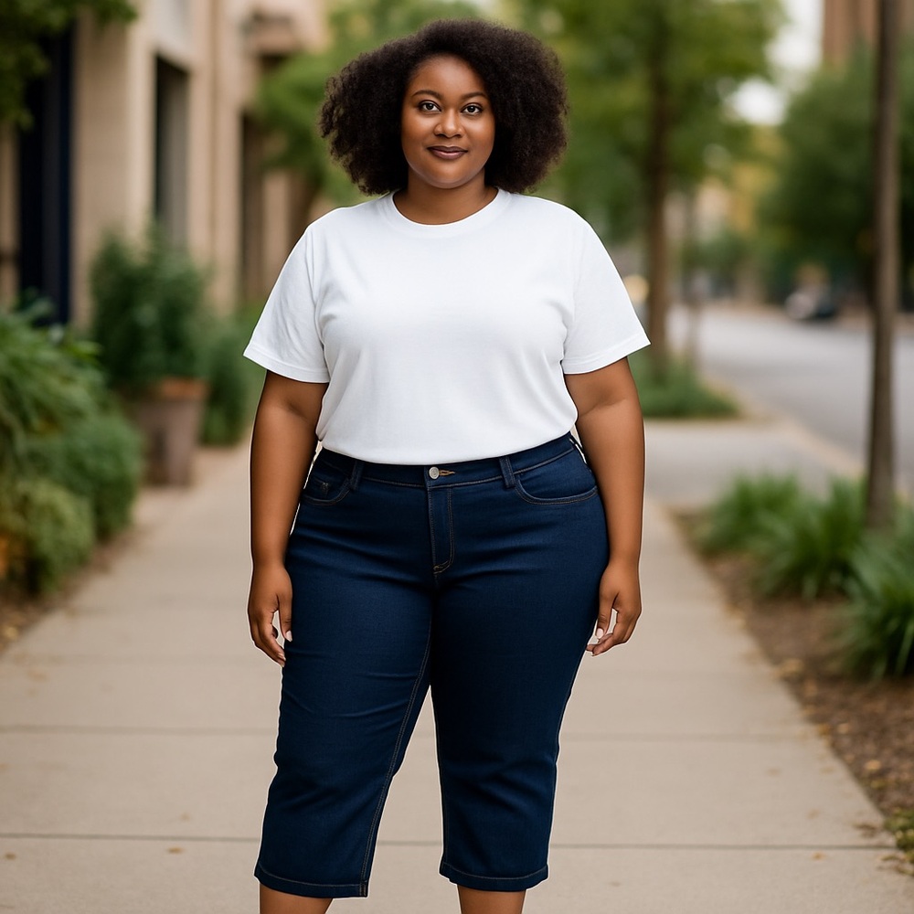Lane Bryant Crop Stretch Dark Wash Blue Denim Jeans Plus Size 22 #174
